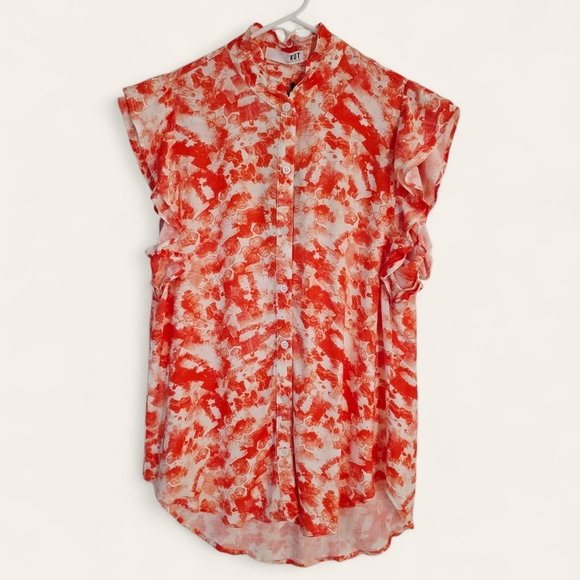 KUT FROM THE KLOTH KATALIA SLEEVELESS RUFFLE BUTTON UP TOP Size M - Picture 13 of 13